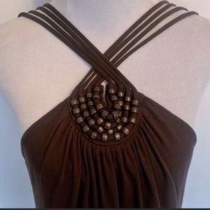 Michael Kors  Brown Beaded Strappy Tank ~ Medium